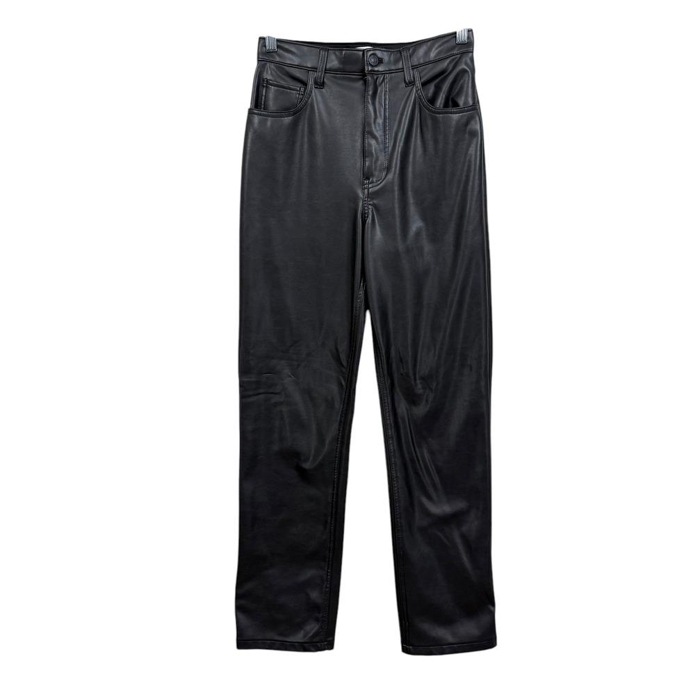 Abercrombie & Fitch Women Vegan Leather Pants 90s Straight Ultra High Rise 27/4*